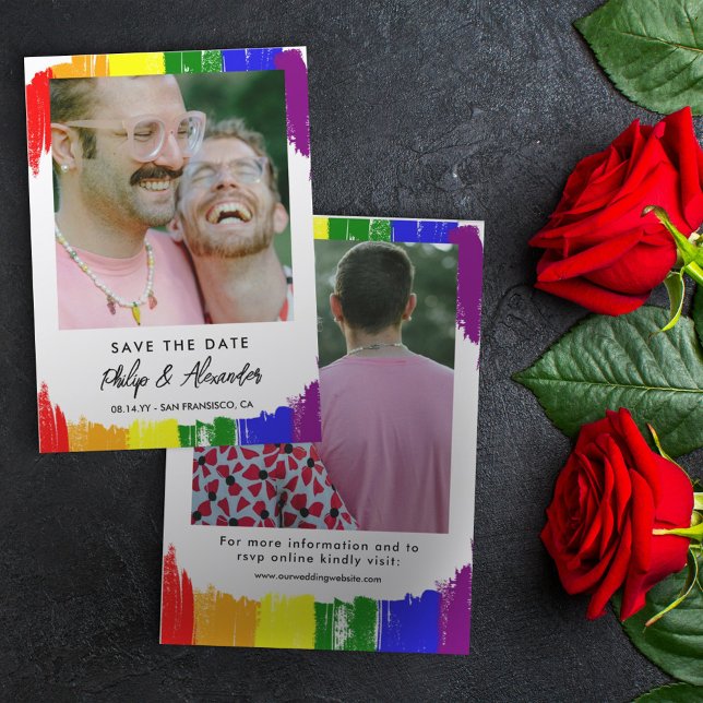 Rainbow Brush Stripes Foto Save the Date (Von Creator hochgeladen)