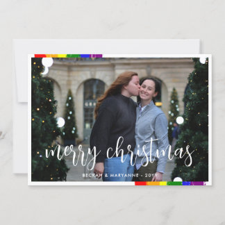 Rainbow Brush Strokes LGBT Frohe Weihnachts-Foto Feiertagskarte