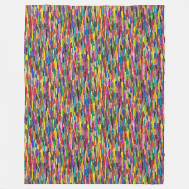 Rainbow Brushstroke Fleece Blanket (Vorderseite)