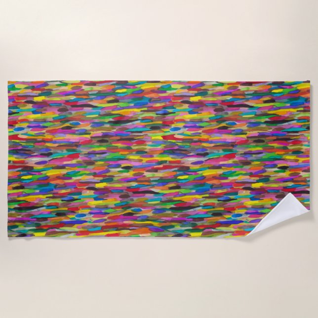 Rainbow Brushstrokes Strandtuch (Vorderseite)
