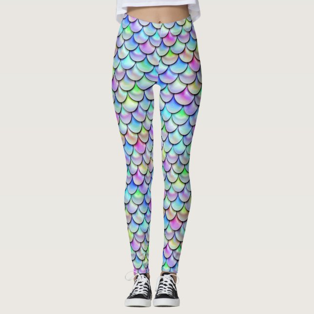 Rainbow Bubble Mermaid Scales Leggings (Vorderseite)
