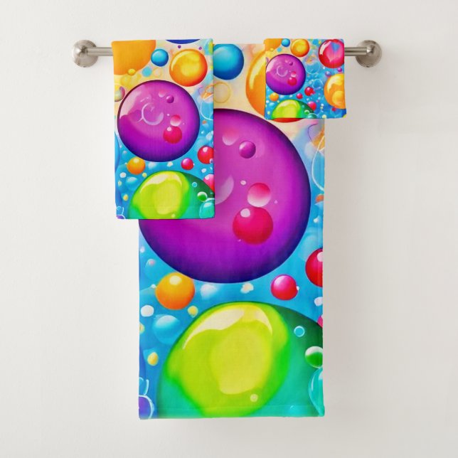 Rainbow Bubble Pop Art Badhandtuch Set (Insitu)