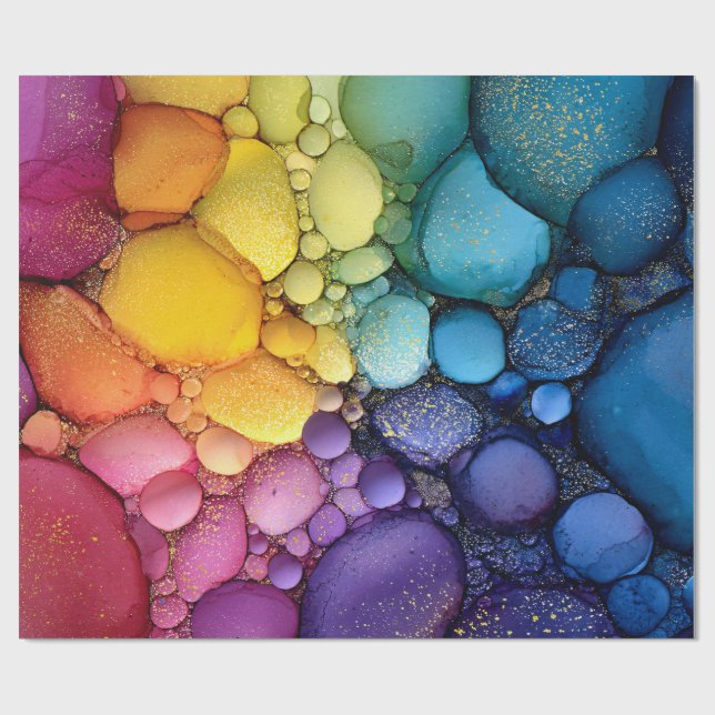 Rainbow Bubble Texture Fluid Art Geschenkpapier (Flach)