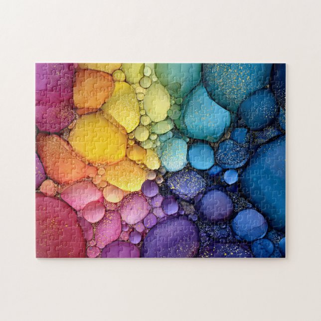 Rainbow Bubble Texture Fluid Art Puzzle (Horizontal)
