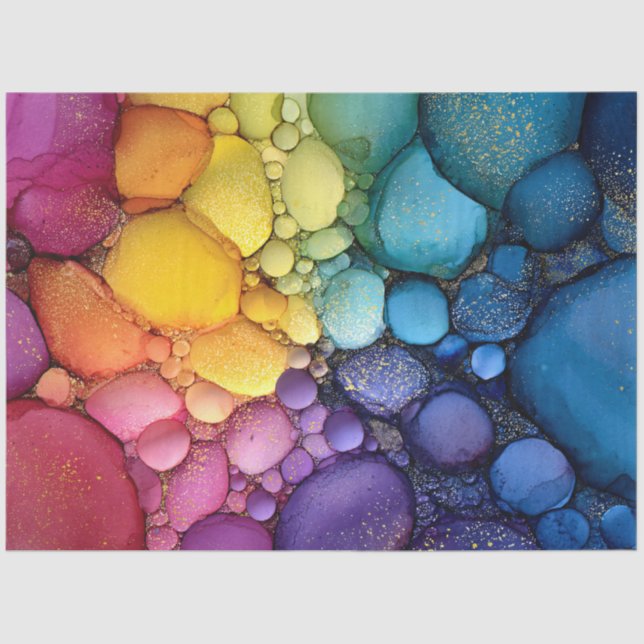 Rainbow Bubble Texture Fluid Art Seidenpapier (Vorderseite)