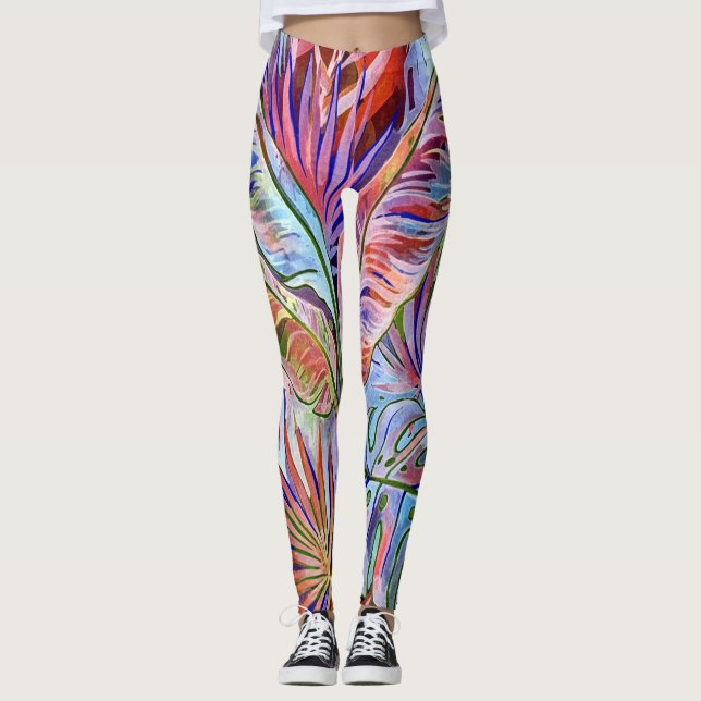 Rainbow Bubble Waves - Abstraktes Muster L Leggings (Vorderseite)