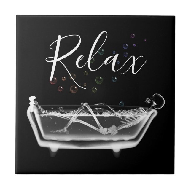 Rainbow Bubbles X-Ray Skeleton Bath Keramik Tile Fliese (Vorderseite)