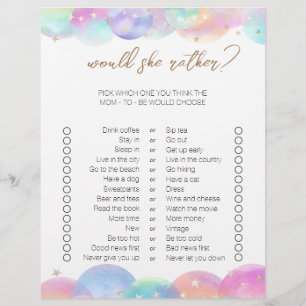 Rainbow Bubbles Zweiseitige Bingo Baby Shower Game