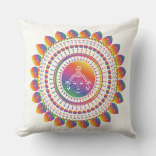 Rainbow Buddha Mandela Throw Pillow Kissen