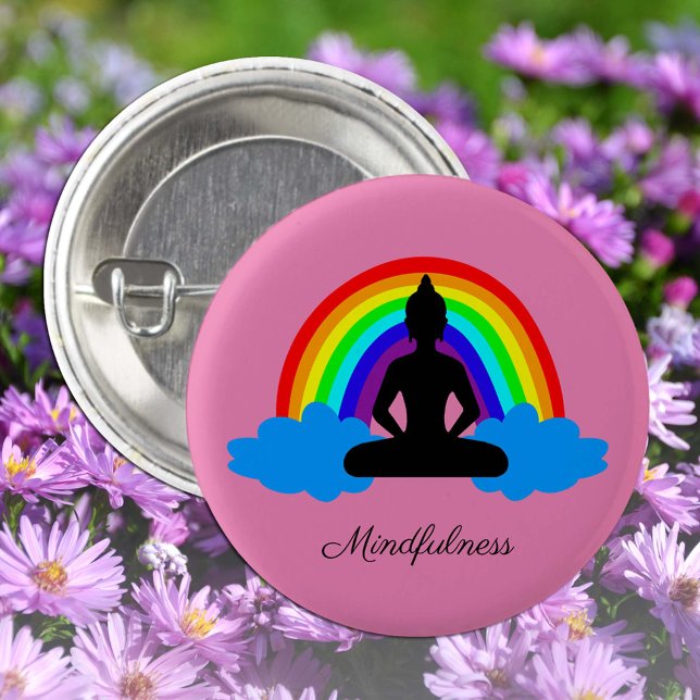 Rainbow Buddha & Mindfulness Yoga/Meditation Button (Von Creator hochgeladen)