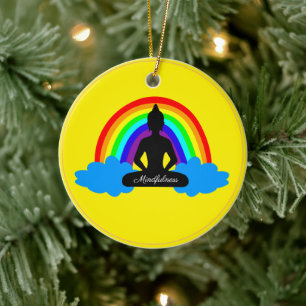 Rainbow Buddha & Mindfulness Yoga/Meditation Keramik Ornament