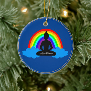 Rainbow Buddha & Mindfulness Yoga/Meditation Keramik Ornament