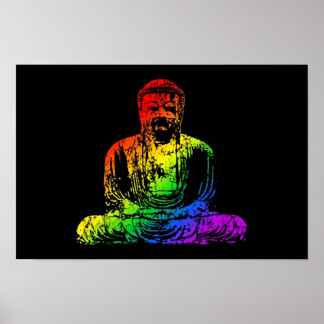 Rainbow Buddha Statue Poster (Vorne)