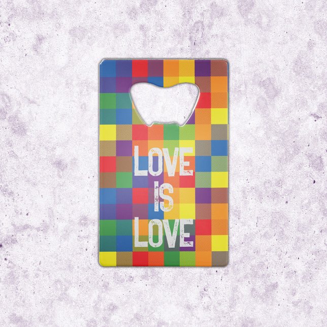 Rainbow Buffalo Karo Pride Kariert Personalize Geldbeutel Flaschenöffner (Credit Card Bottle Opener - Buffalo Check Rainbow Colors)
