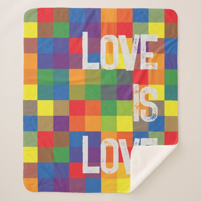 Rainbow Buffalo Karo Pride Kariert Personalize Sherpadecke (Vorderseite)