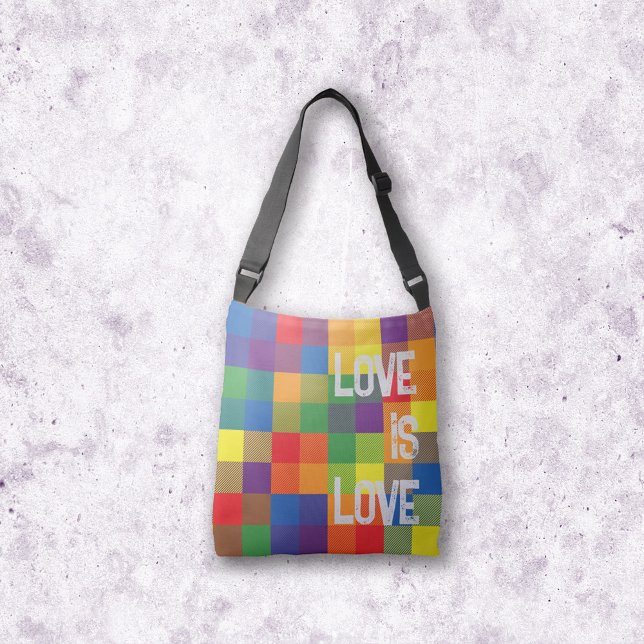 Rainbow Buffalo Karo Pride Kariert Personalize Tragetaschen Mit Langen Trägern (Rainbow Checkerboard Pride Flag Colors Buffalo Check Plaid Tote Bag)