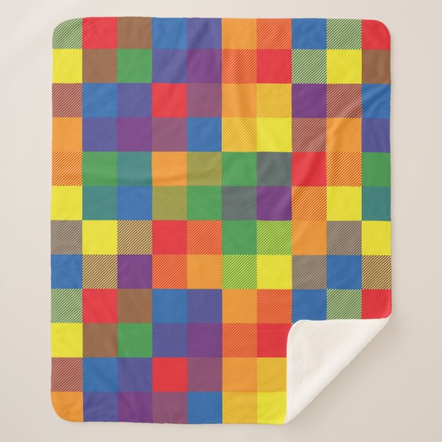 Rainbow Buffalo Karo Pride Kariert Sherpadecke (Vorderseite)