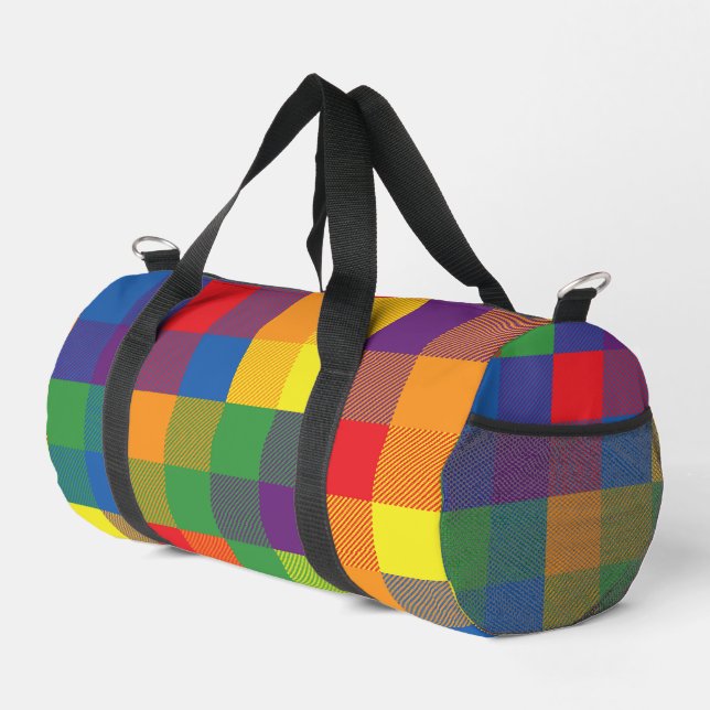 Rainbow Buffalo Karo Prix Kariert farbenfroh Duffle Bag (Rechte Ecke)