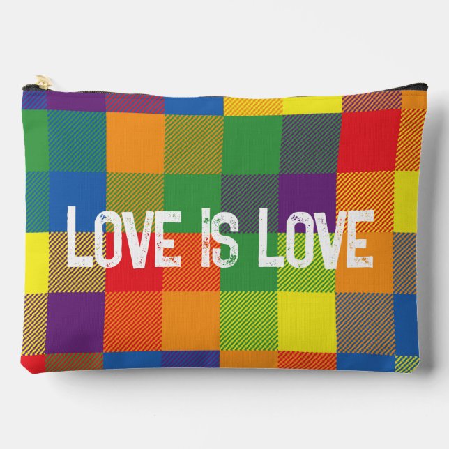 Rainbow Buffalo Karo Prix Kariert farbenfroh groß Zubehörtasche (Vorderseite)