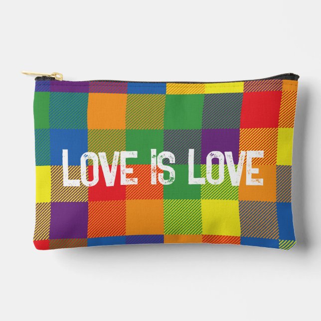 Rainbow Buffalo Karo Prix Kariert farbenfroh Zubehörtasche (Vorderseite)