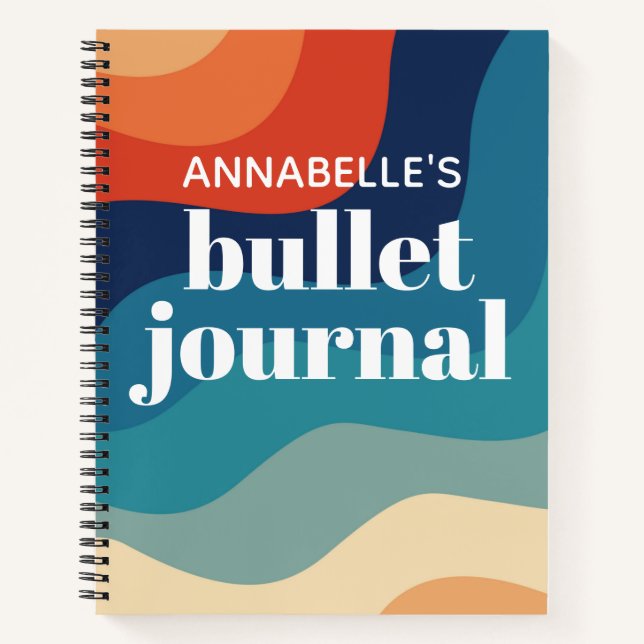 Rainbow Bullet Journal mit Rainbow Retro Waves Notizbuch (Vorderseite)