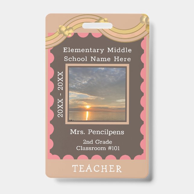 Rainbow Bulletin Board Custom Teacher Staff ID Ba Ausweis (Vorderseite)