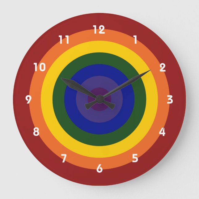 Rainbow Bullseye Clock Große Wanduhr (Vorderseite)