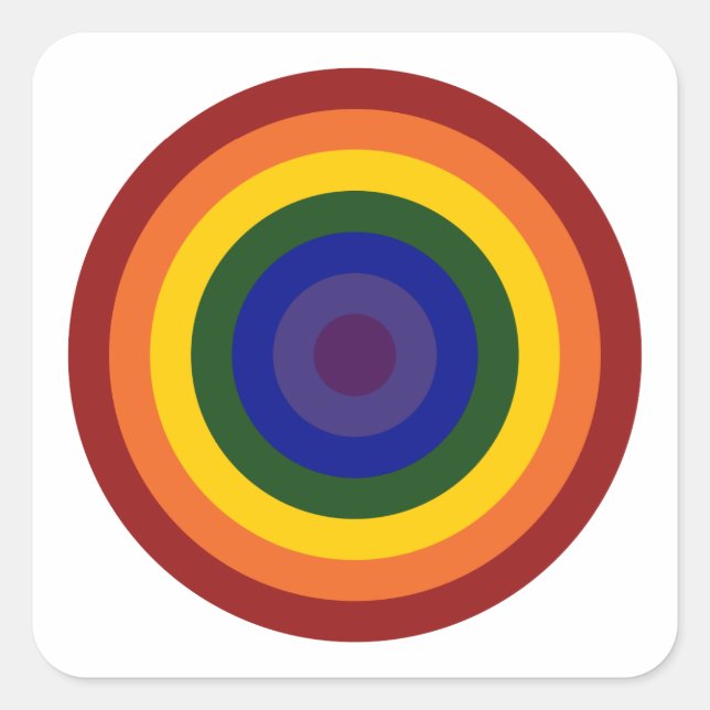Rainbow Bullseye Quadratischer Aufkleber (Vorderseite)