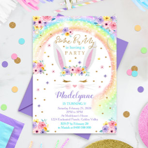 Rainbow Bunny Einladung Bunny Birthday
