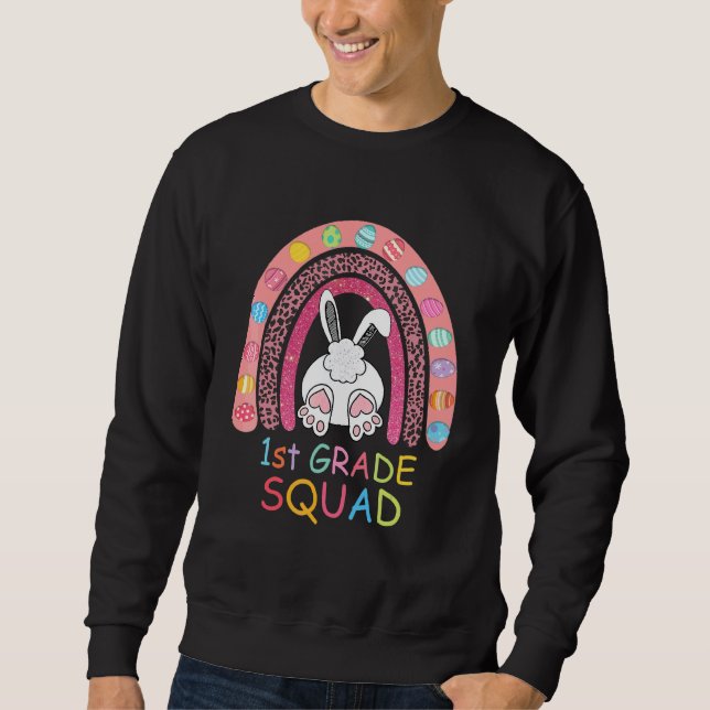 Rainbow Bunny Girl Teacher Squad E Sweatshirt (Vorderseite)