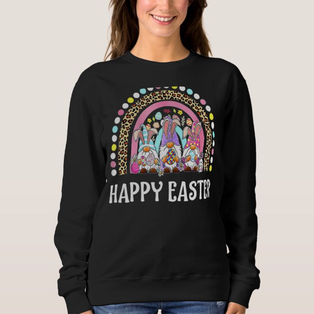 Rainbow Bunny Gnome Rabbit Eggs Jagd Happy East Sweatshirt (Vorderseite)