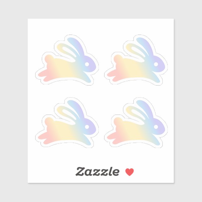Rainbow Bunny Rabbit Set 4 Sticker (Blatt)