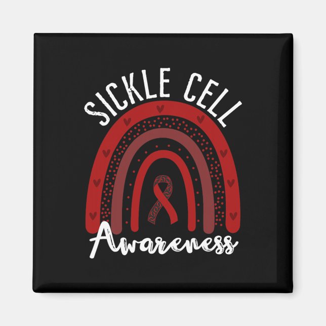 Rainbow Burgundy Ribbon Sickle Cell Awareness Supe Magnet (Vorne)