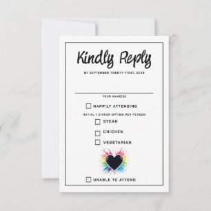 Rainbow Burst Food Choice RSVP Card Karte