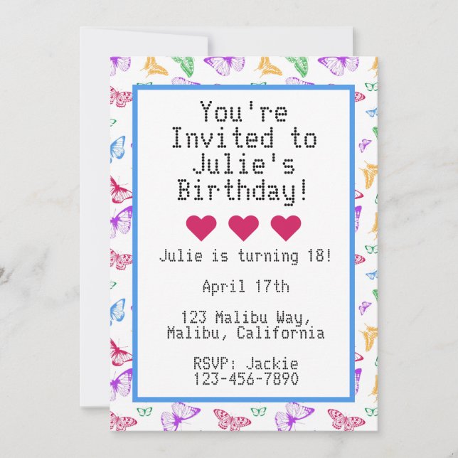 Rainbow Butterfells Einladung (Vorderseite)