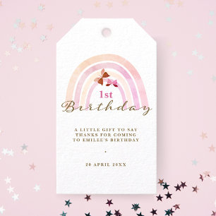 Rainbow Butterfells Geburtstag Pastel Pink Vielen  Geschenkanhänger