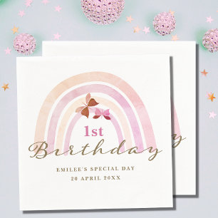 Rainbow Butterfells Geburtstagsparty Pastel Pinks Serviette