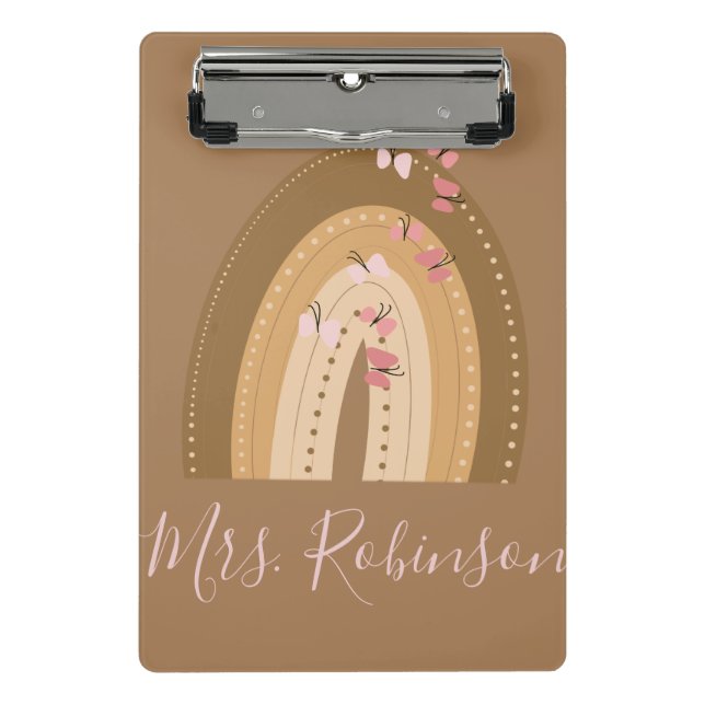 Rainbow Butterfells Skriptlehrer Name Mini Klemmbrett (Vorderseite)