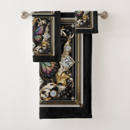 Rainbow Butterfly Art Deco Art Nouveau Badhandtuch Set