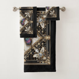 Rainbow Butterfly Art Deco Art Nouveau Badhandtuch Set