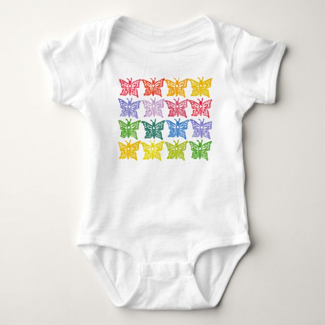 Rainbow Butterfly Baby Bodysuit Strampler (Vorderseite)