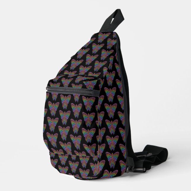 Rainbow Butterfly (black) - Sling Bag (Rechte Ecke)
