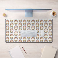 Rainbow Butterfly Boho Muster Gelb Weiß