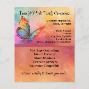 Rainbow Butterfly Counseling Therapie Psychotherap Flyer