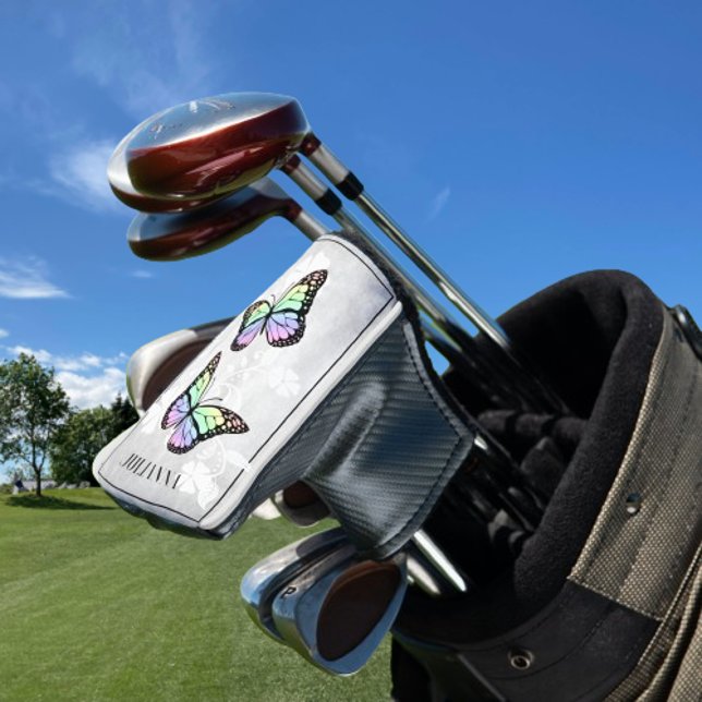 Rainbow Butterfly Floral Golf Head Cover Headcover (Rainbow Butterfly Floral Personalized Golf Head Cover)