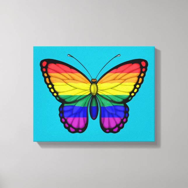 Rainbow Butterfly Gay Pride Flag Leinwanddruck (Vorderseite)