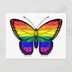 Rainbow Butterfly Gay Pride Flag Postkarte