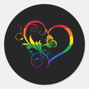 Rainbow Butterfly Herz Neurodiversity Autismus Lgb Runder Aufkleber