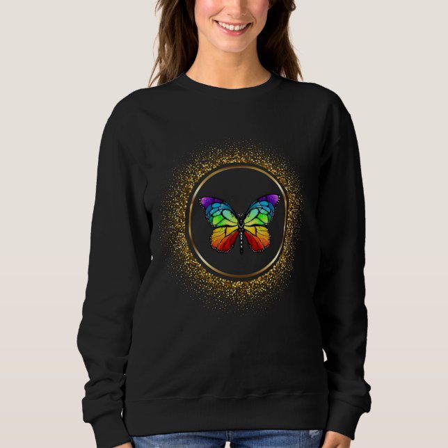 Rainbow Butterfly in a Golden Circle sweatshirt (Vorderseite)