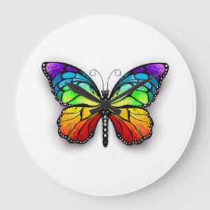 Rainbow butterfly Monarch Große Wanduhr